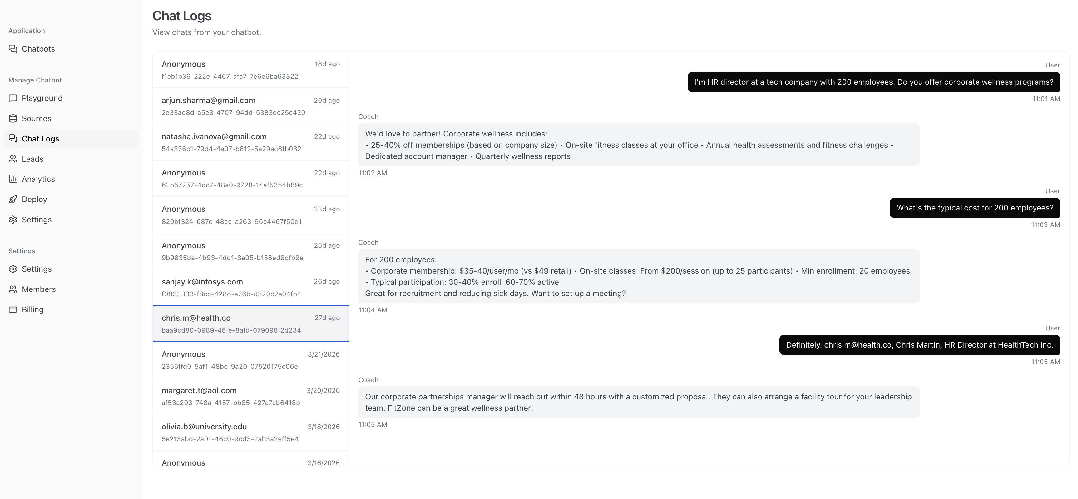 Conversation list