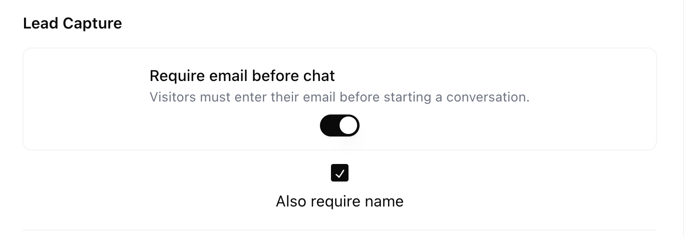 Lead capture toggle and preview