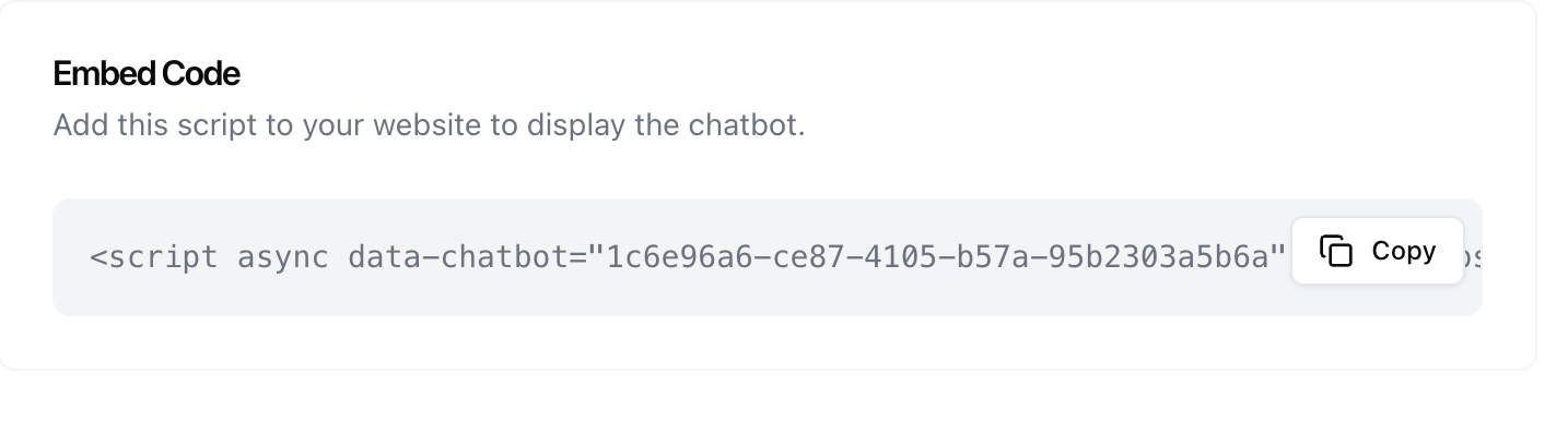 Embed code with copy button