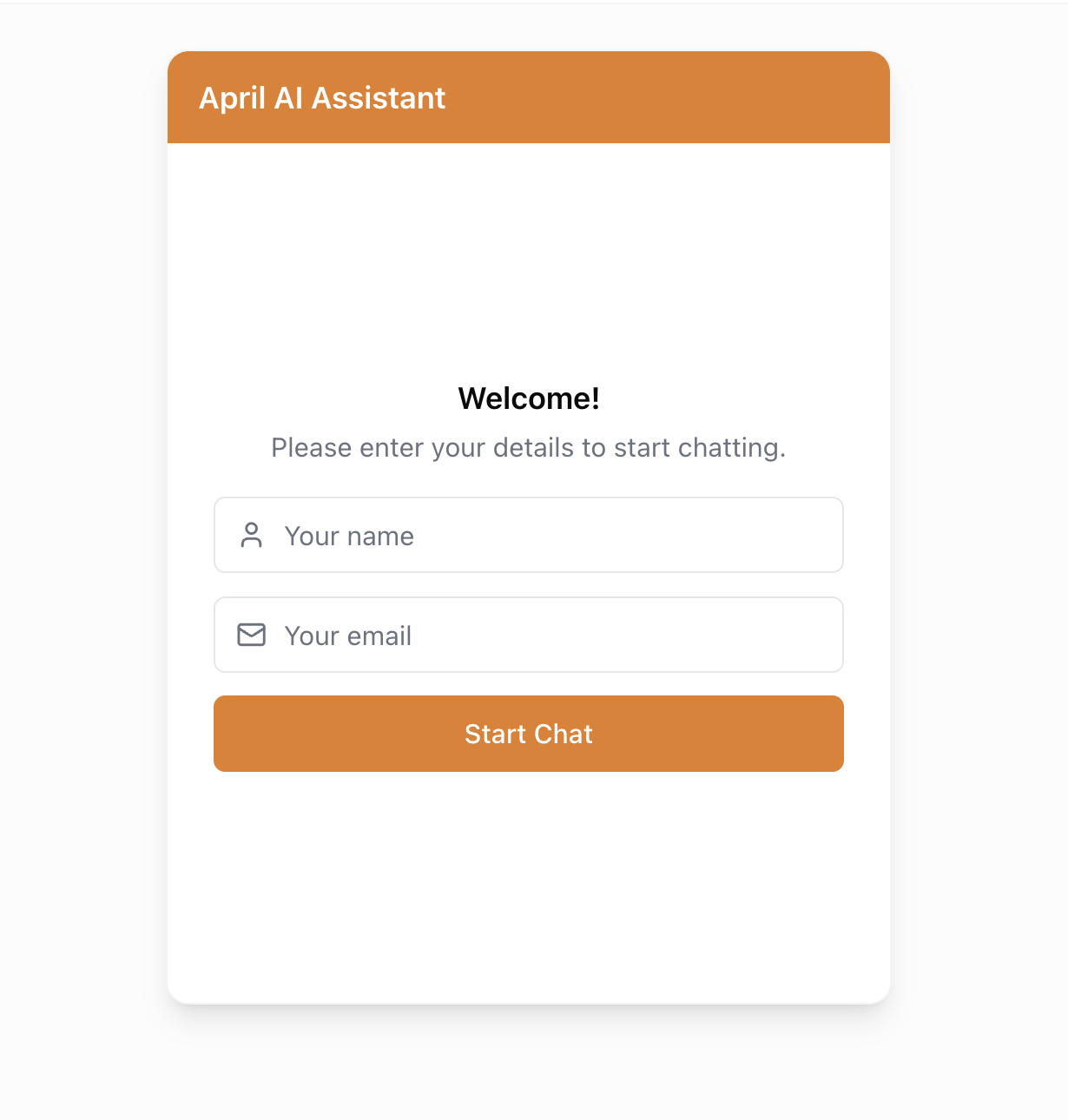 What visitors see — lead capture form in the widget