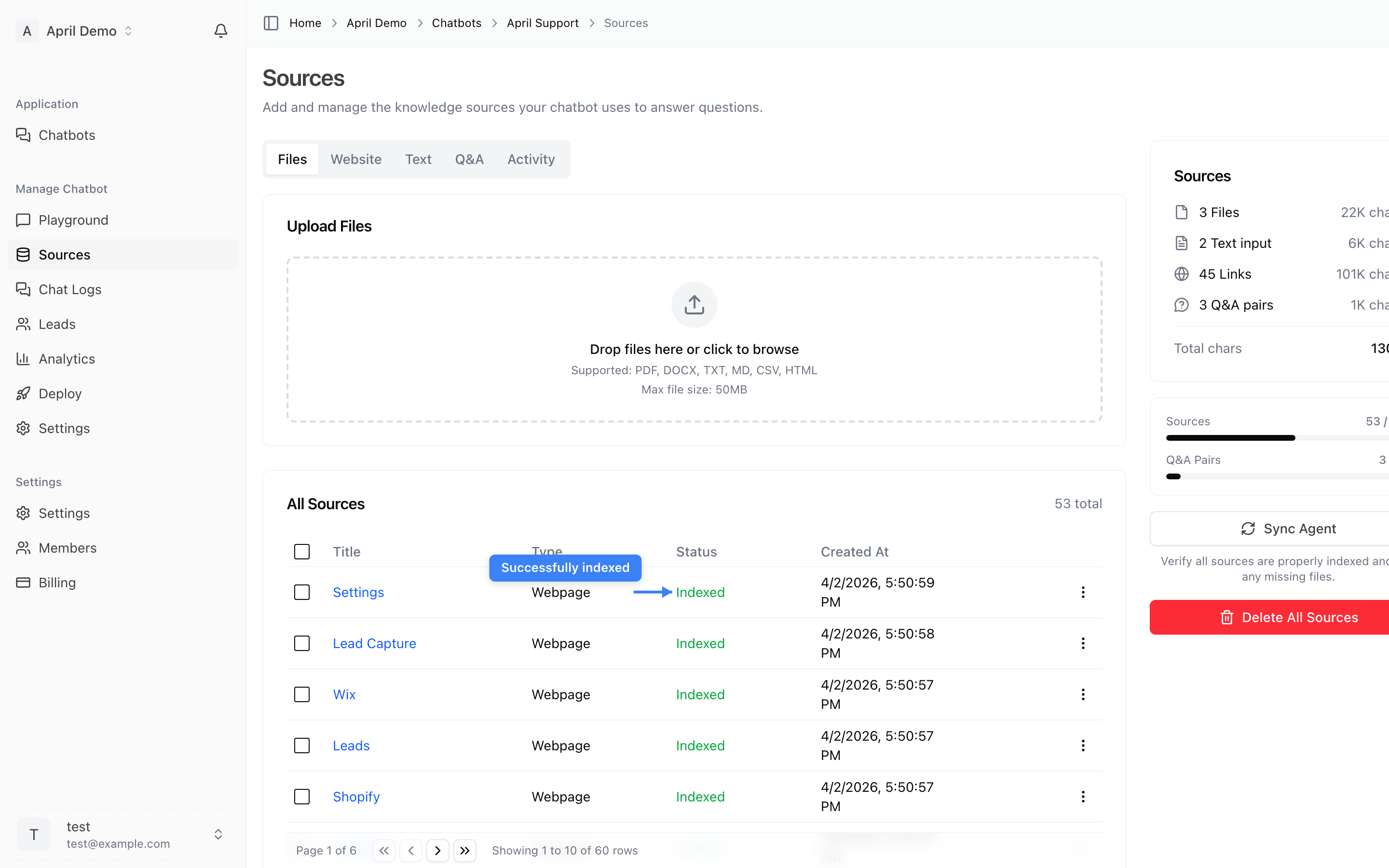 File indexed status