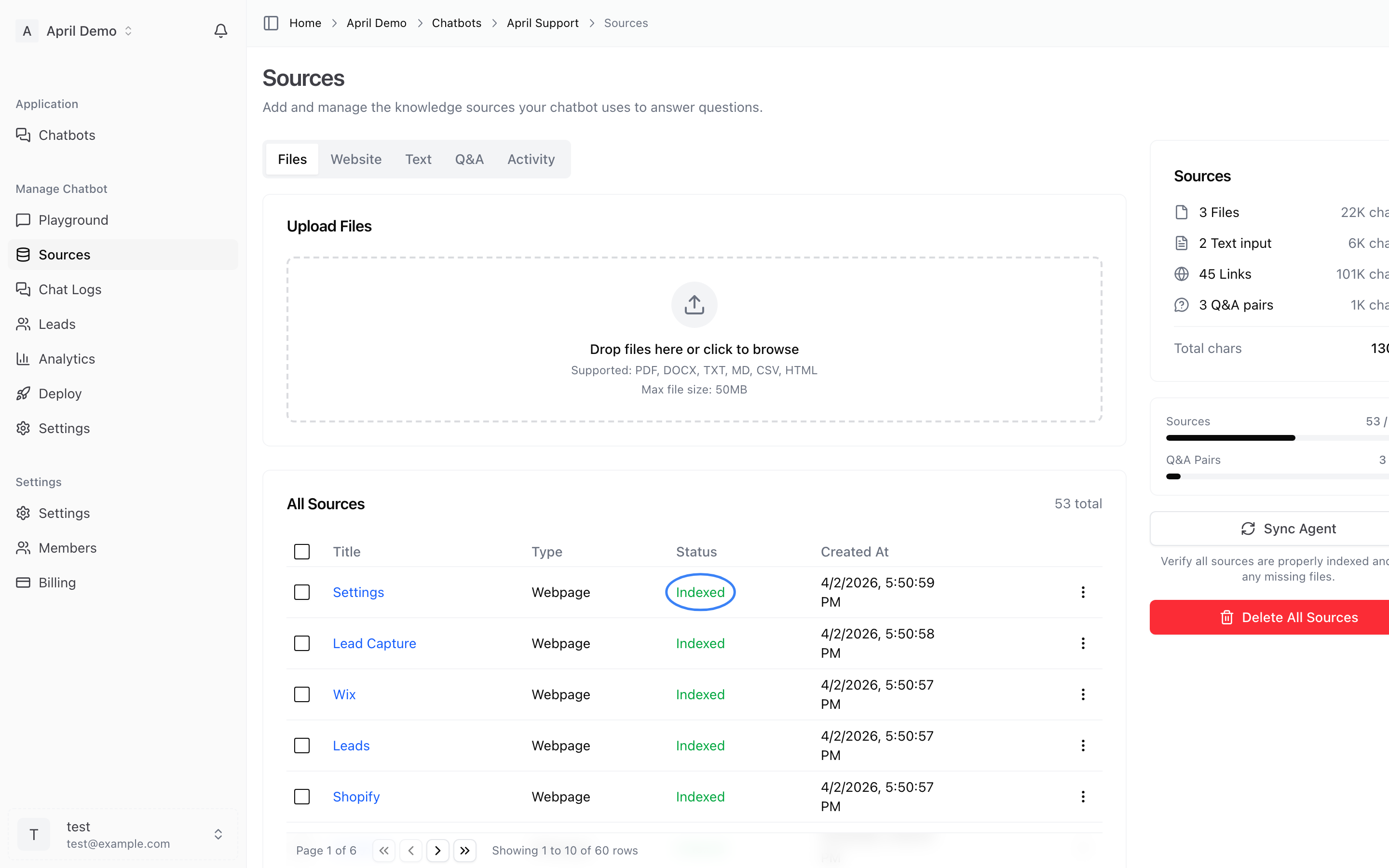 Source status indicators