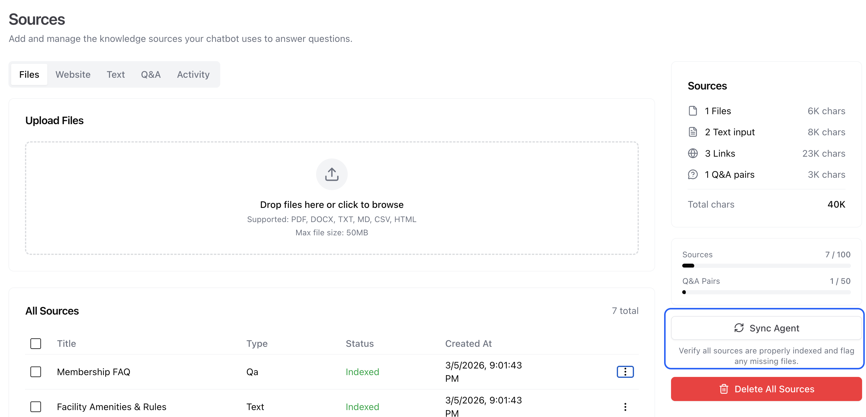 Retrain button in sidebar