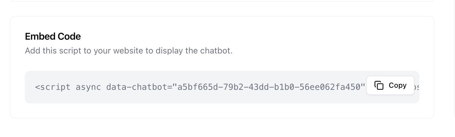 Embed code with copy button