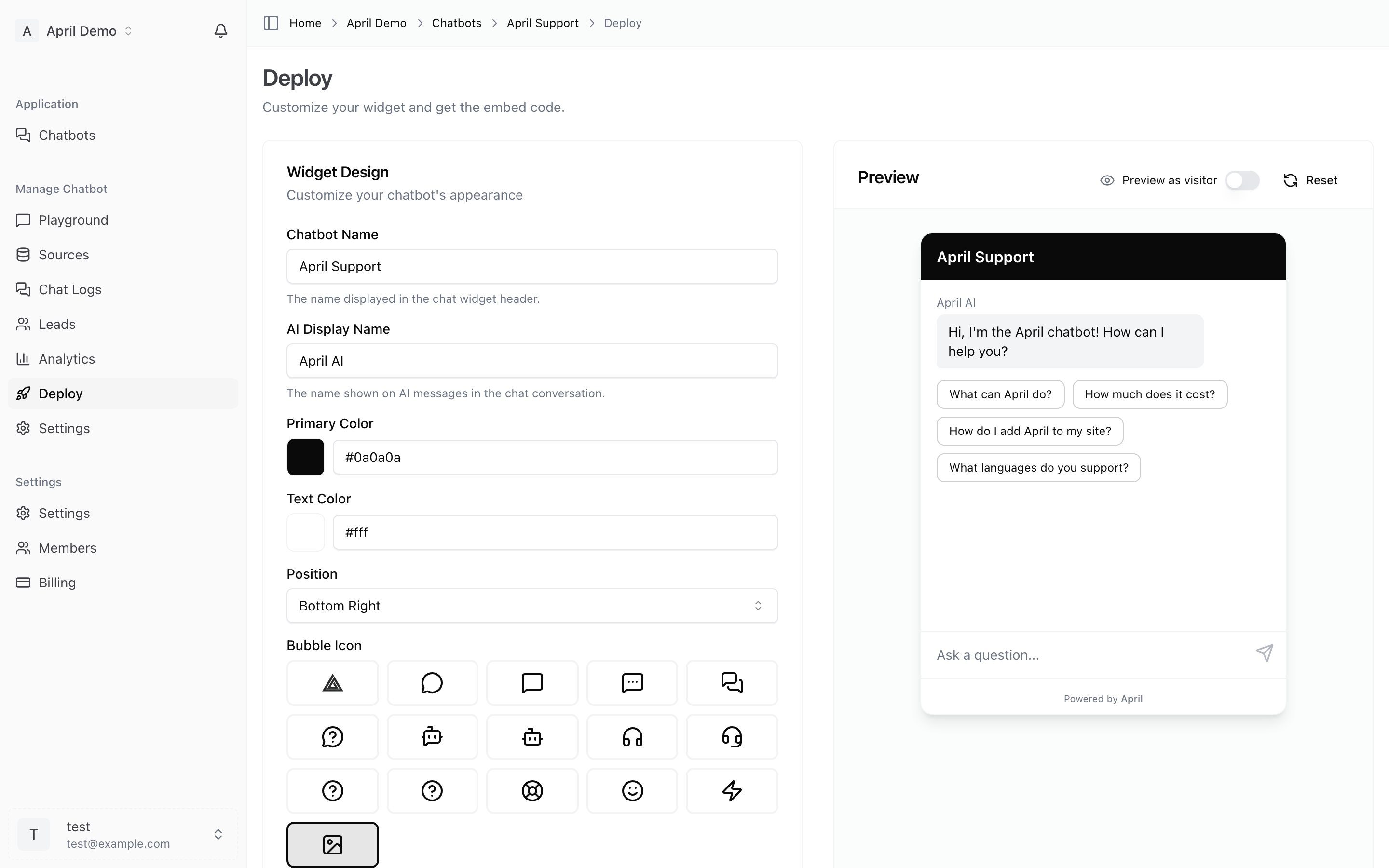 Widget live on a website