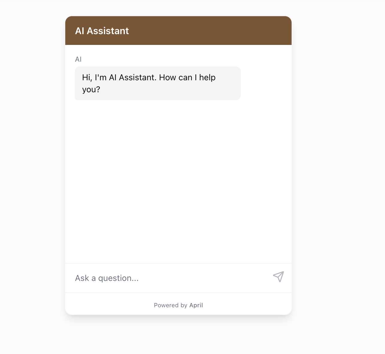Welcome message shown in the widget