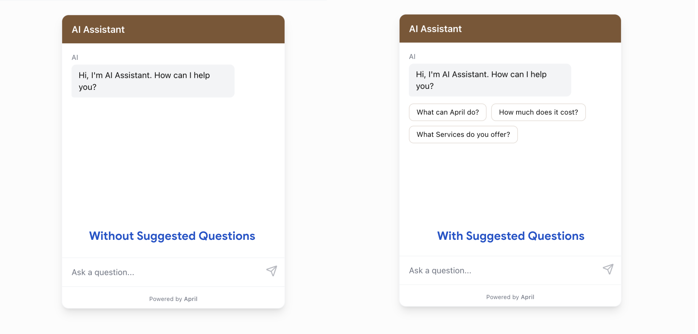 Widget with suggested questions